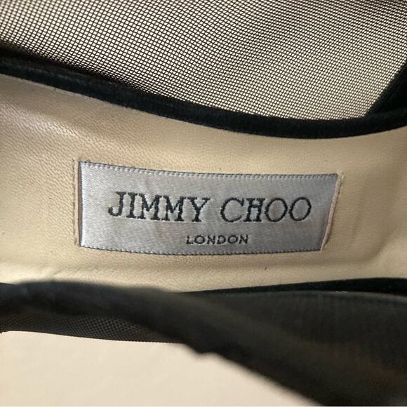 Jimmy Choo Black Mesh And Suede Marble Peep Toe Booties Size 38.5 - Picture 6 of 11